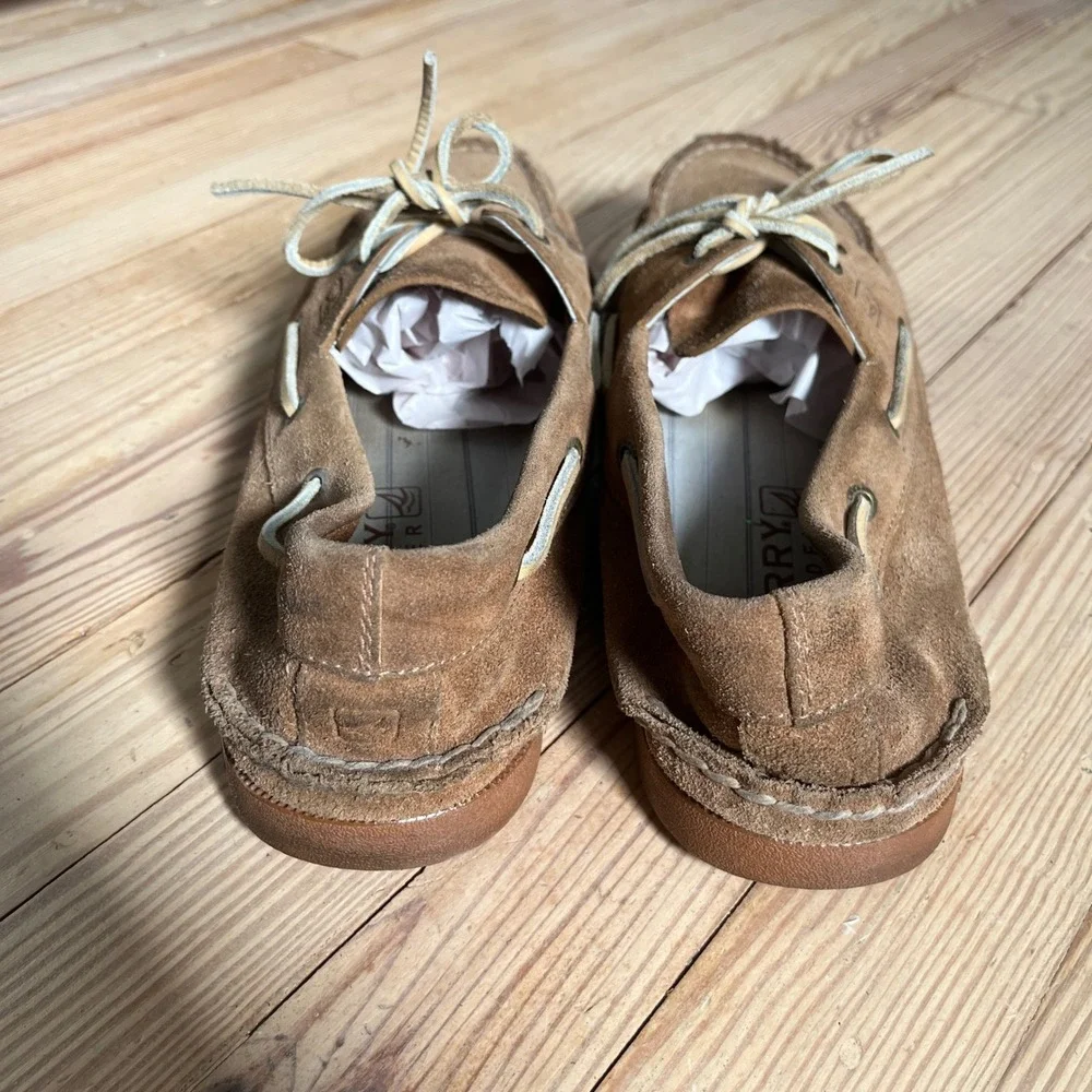Sperry Top-Sider Boat Shoes Mens 13M Tan Suede 2-Eye Loafers casual preppy